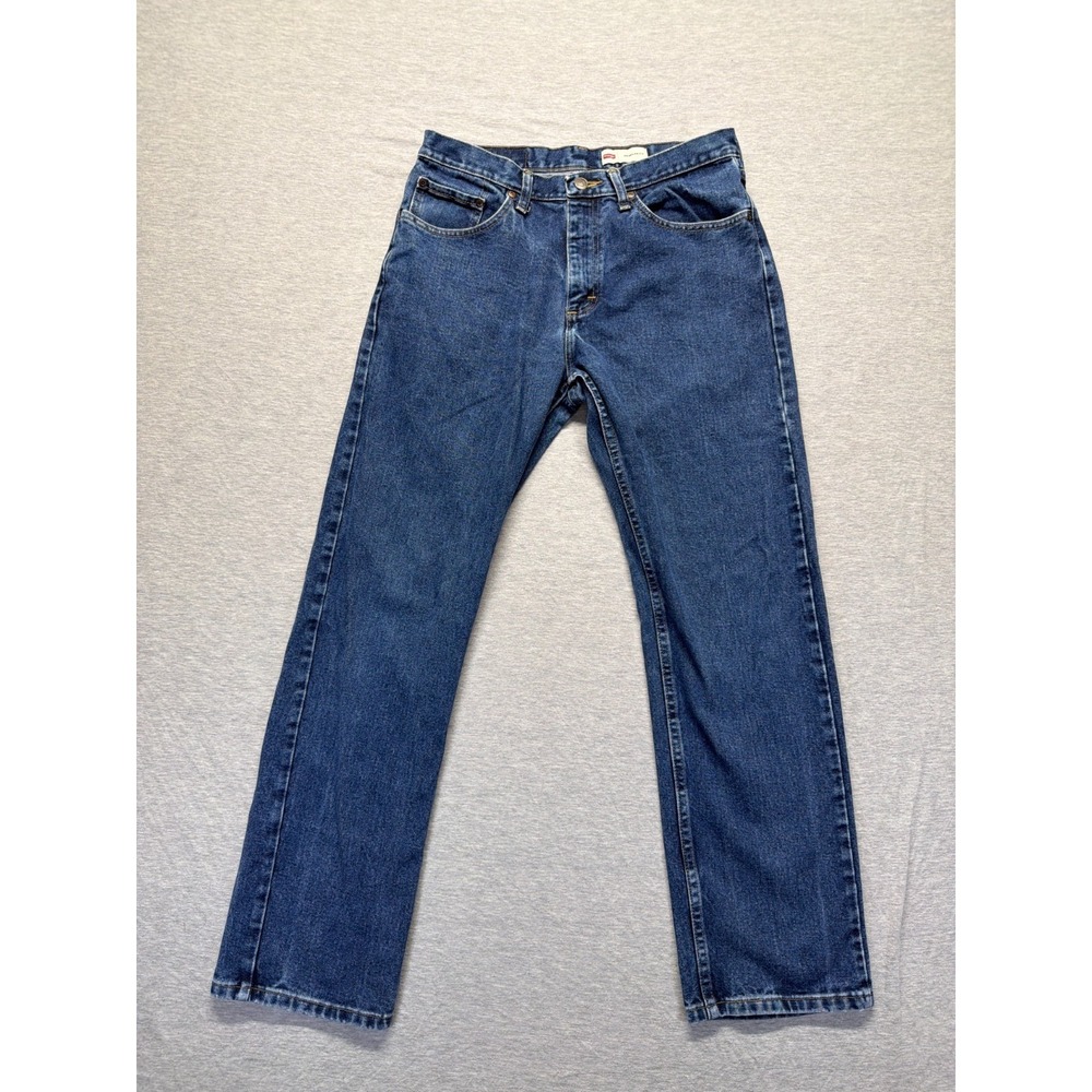 Wrangler Jeans Mens 32x30 Blue Denim Medium Wash Cotton Straight Leg Regular Fit